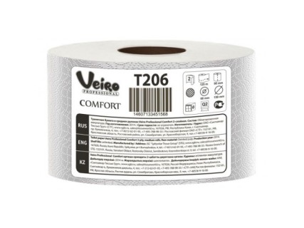 Veiro Professional Comfort туалетная бумага в средних рулонах 2 слоя 125 метров 1000 листов